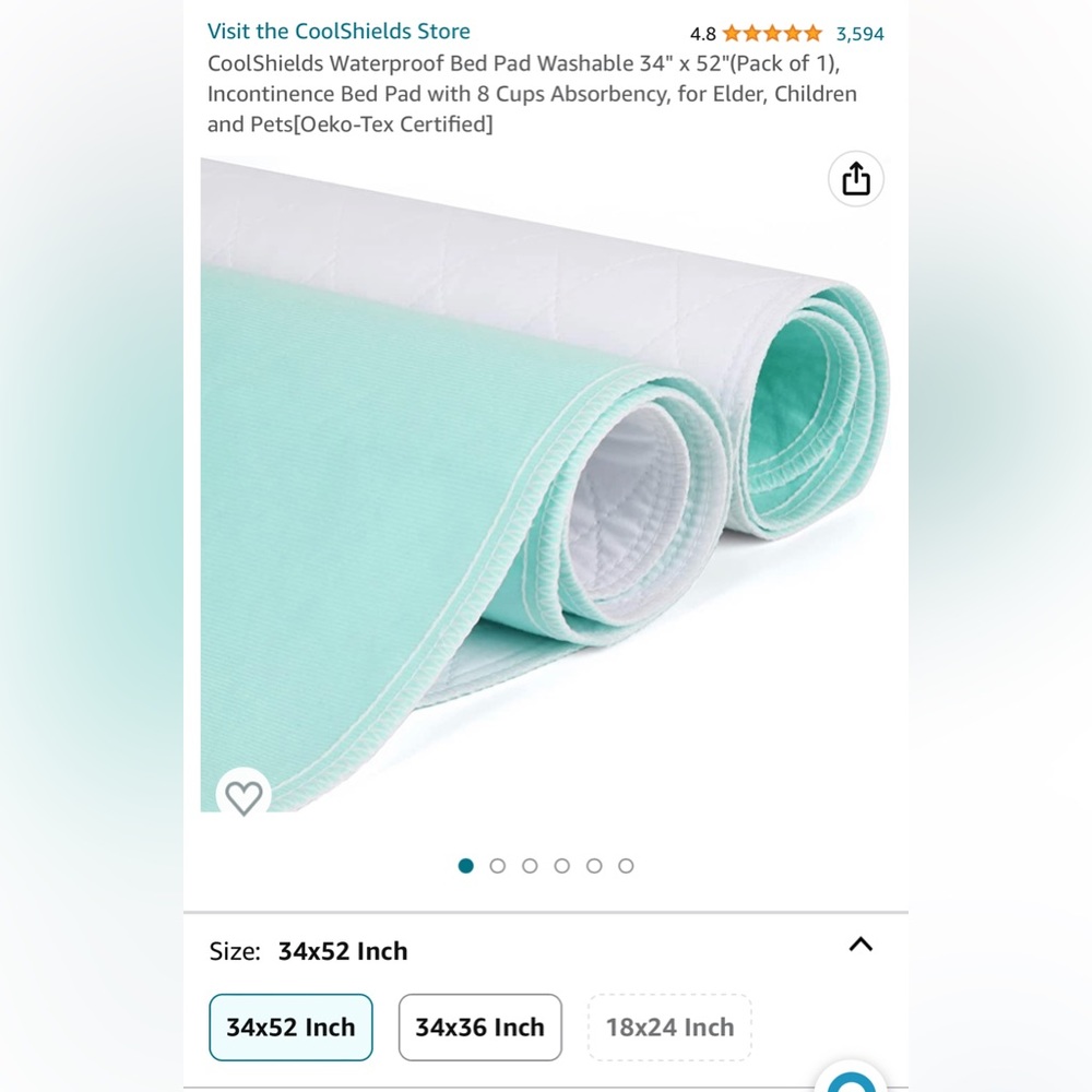 Cool shield waterproof, washable bed pad